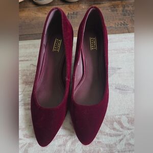 Dark Red Velvet Women's Wedges